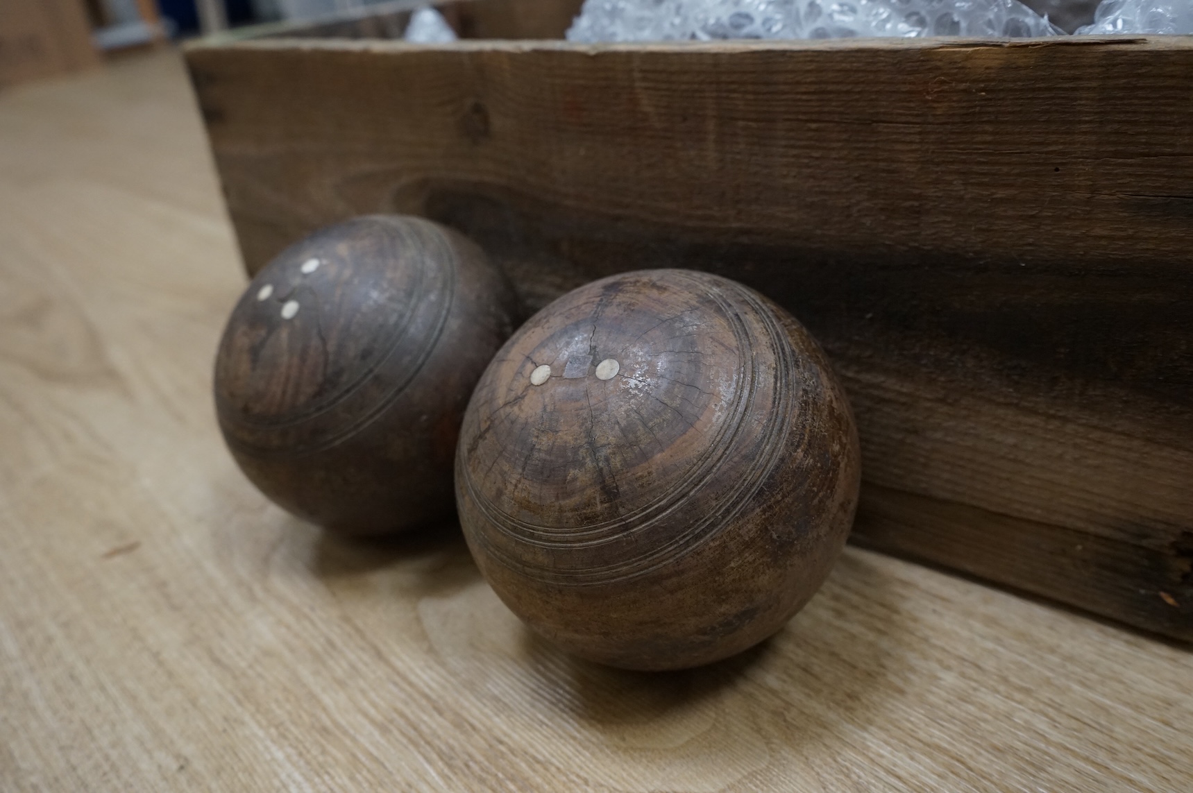 A set of four lignum vitae bowls